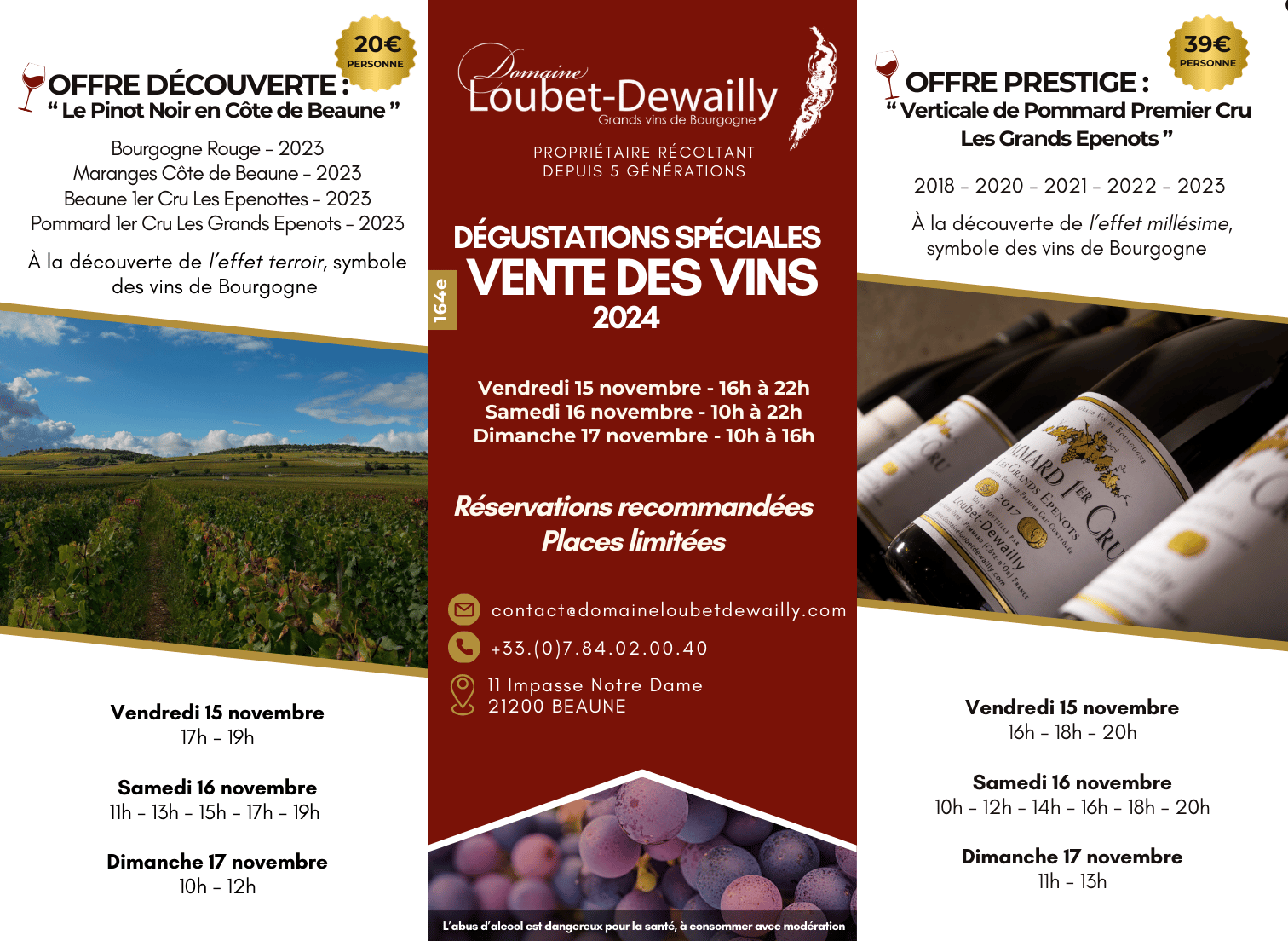 Affiche information dégustations Ventes des Vins 2024