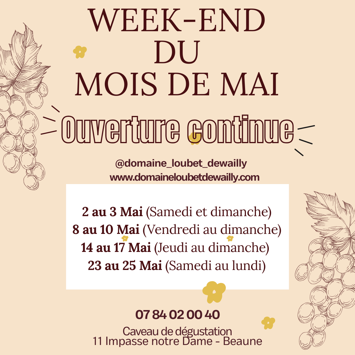 Réouverture caveau en continu